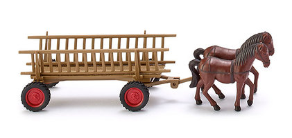 Open-sided waggon with horses 1935-1959